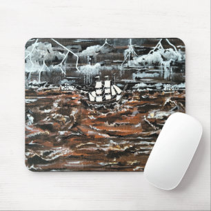 Ships in a Storm Painting by Alfred Fox Mouse Mat