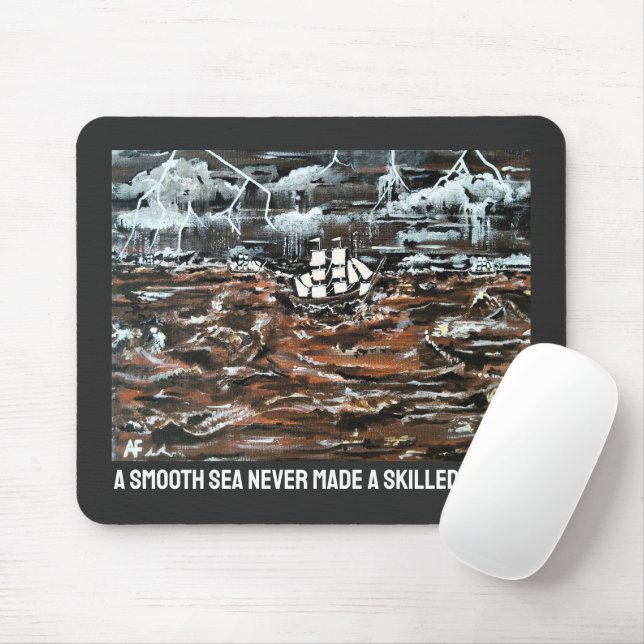 Ships in a Storm Painting by Alfred Fox Mouse Mat (With Mouse)