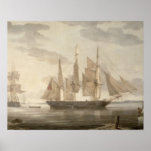 Ships in Harbour, 1805 (oil on canvas) Poster