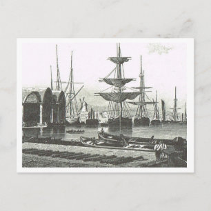 Ships in port postcard