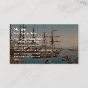 Ships in the harbour, Naples, Italy classic Business Card