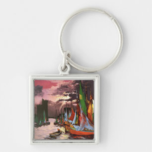 Ships in the Port of La Rochelle Art Key Ring