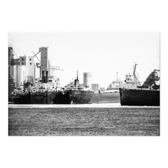 Ships in winter lay up at Sarnia, Ontario Photo Print (Front)