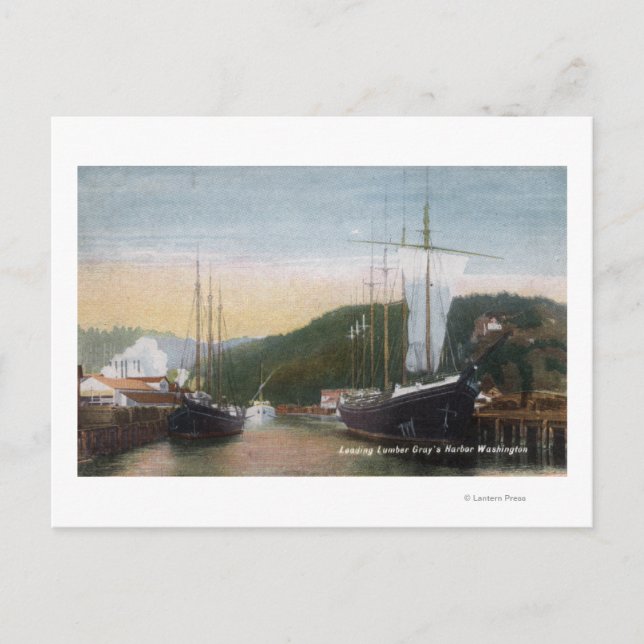 Ships Loading Lumber Postcard (Front)