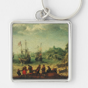 Ships off a Rocky Coast by Adam Willaerts Key Ring