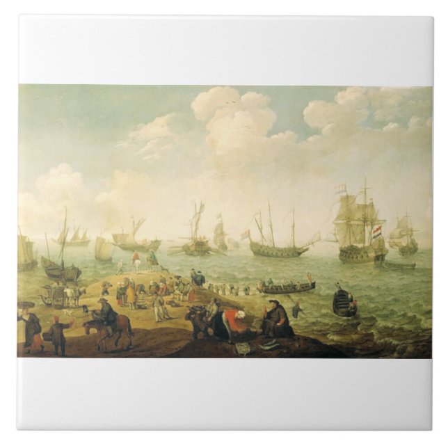 Ships on a Dutch roadstead  Tile (Front)