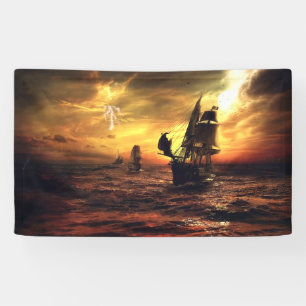 Ships on Stormy Sea Banner