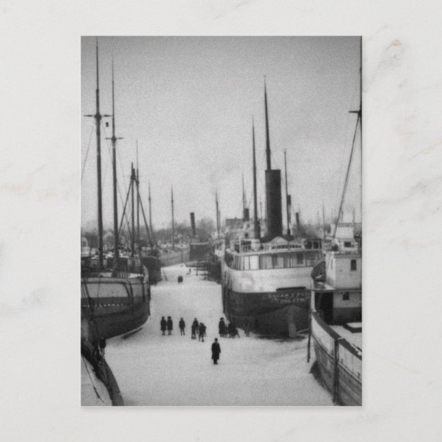 Ships on the Belle River Marine City Michigan Postcard (Front)