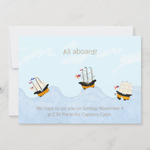 Ships on the Rolling Sea Nautical Personalised Invitation