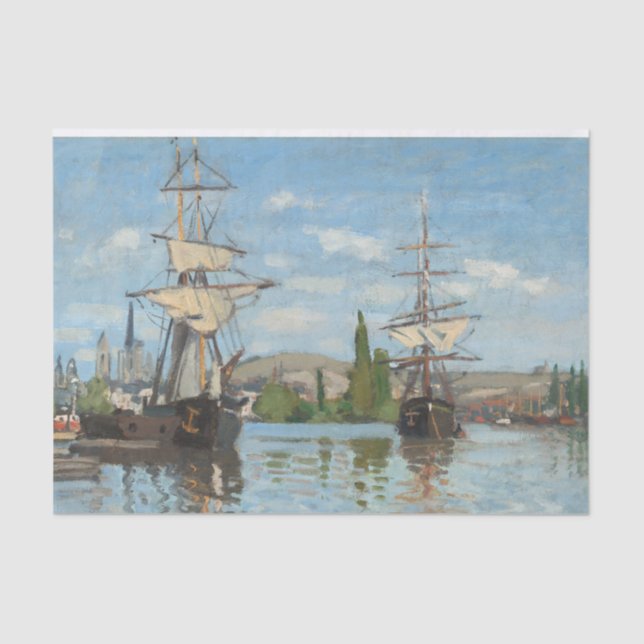 Ships Riding on the Seine at Rouen by Monet Tissue Paper (Front)