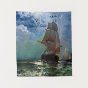 Ships Sailing at Night by Edward Moran Tapestry