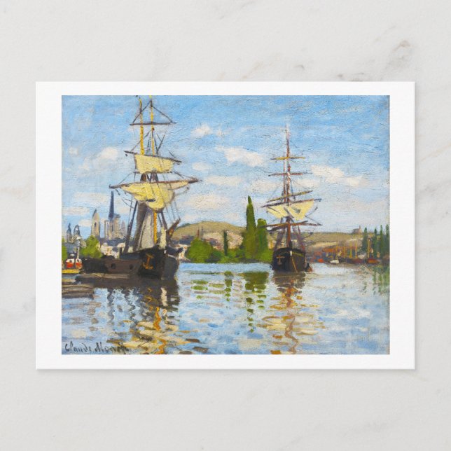 Ships Sailing on the Seine at Rouen Claude Monet Postcard (Front)