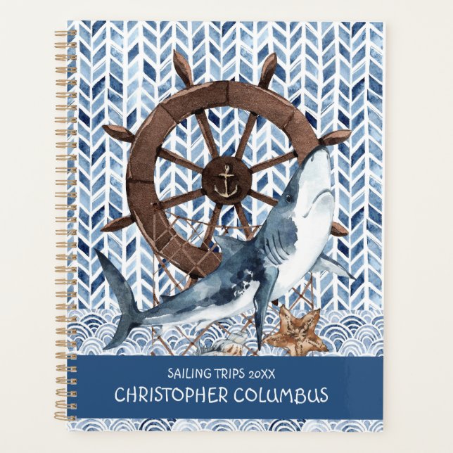Ship's Steering Wheel And Shark Planner (Front)