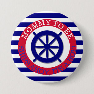 Ships steering wheel, Its a Boy Baby Shower Button