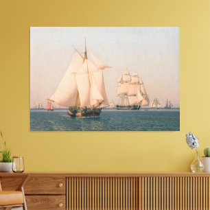 Ships under sail in a mild breeze canvas print