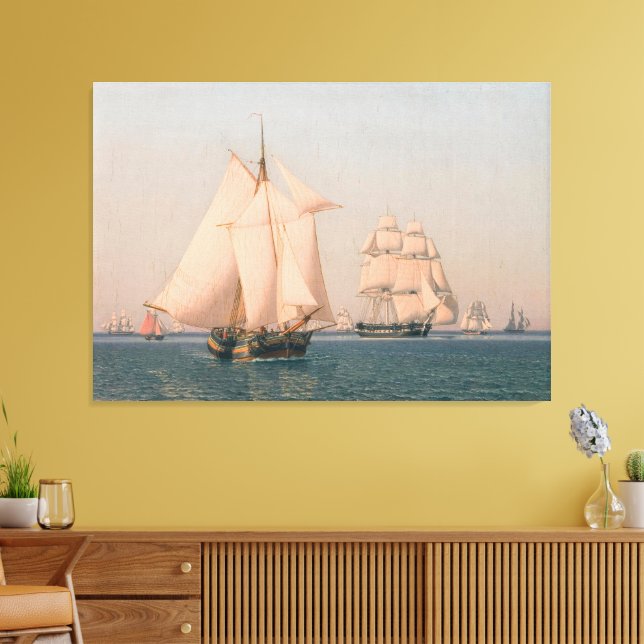 Ships under sail in a mild breeze canvas print (Insitu(LivingRoom))