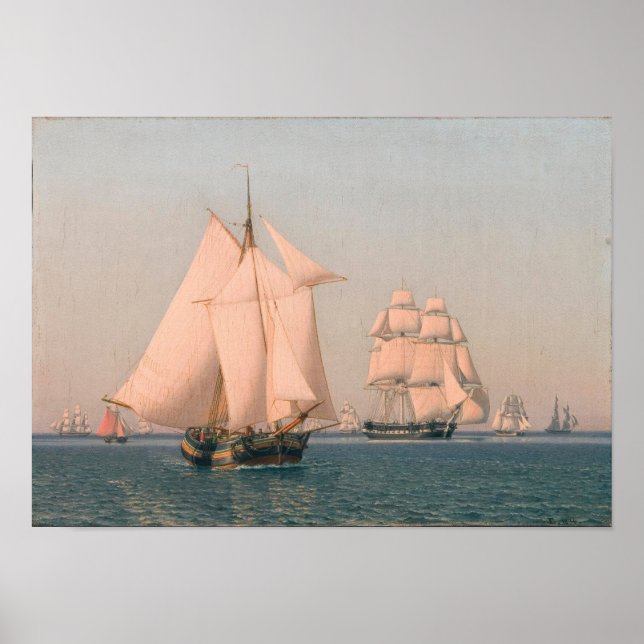 Ships under sail in a mild breeze poster (Front)