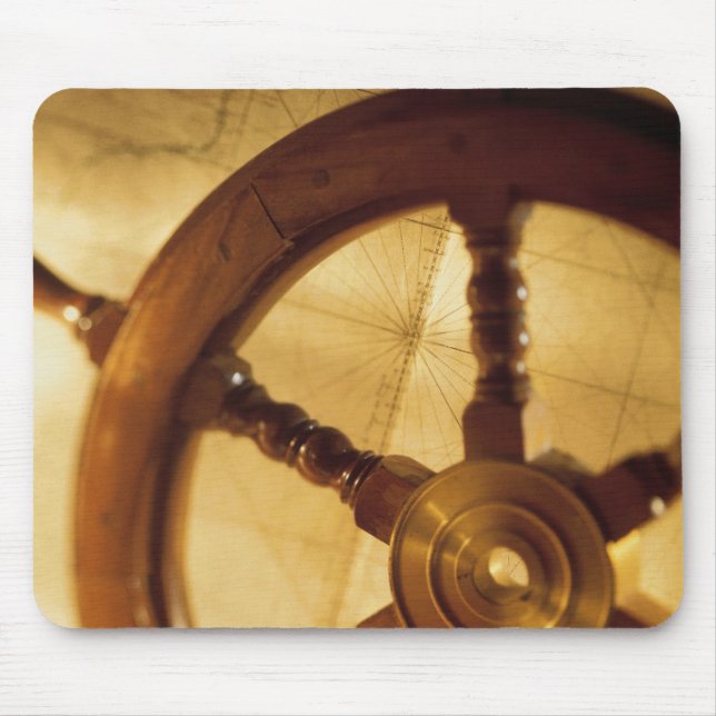 Ship'S Wheel And Map Mouse Mat (Front)