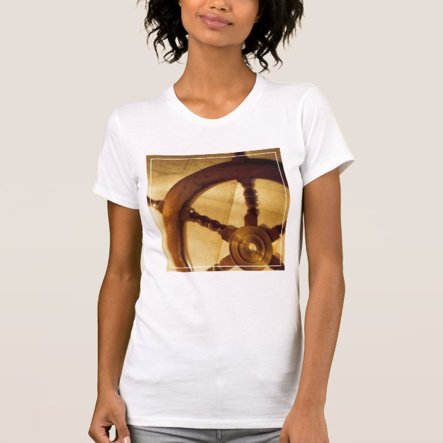 Ship'S Wheel And Map T-Shirt (Front)