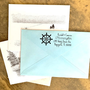 Ships Wheel Boating Sailing Return Address Rubber Stamp