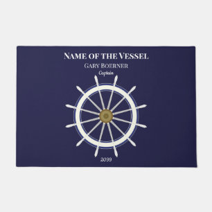 Ship's Wheel Captain & Year Large Vessel Door Mat
