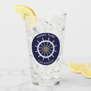 Ship's Wheel Captain & Year Pint Beer Drinking Glass