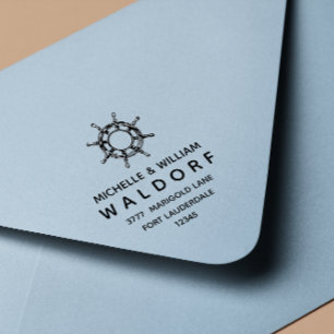 Ship's wheel Nautical Coastal  Return Address Self-inking Stamp