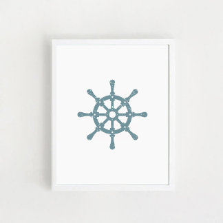 Ships Wheel Poster, Nursery Wall Art 