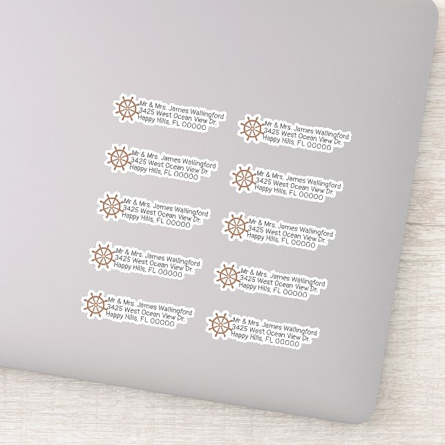 Ship's Wheel Sailing Boating Shaped Return Address (Detail)