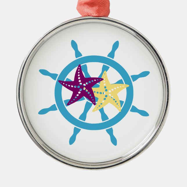 Shipwheel & Starfish Metal Tree Decoration (Front)