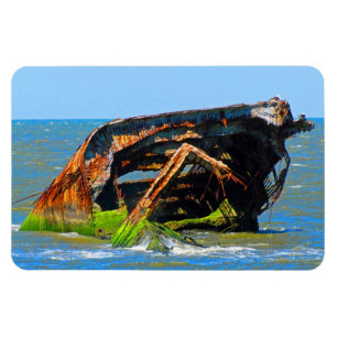 Shipwreck Abstract Blue Magnet