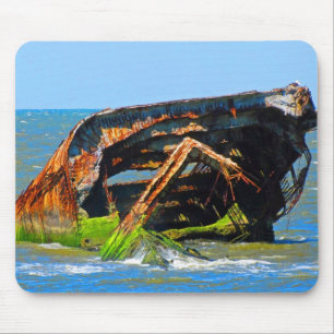 Shipwreck Abstract Blue Mouse Mat