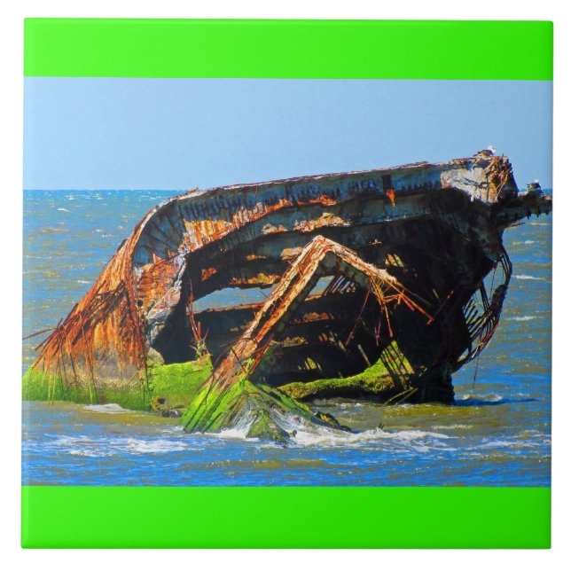 Shipwreck Abstract Blue Tile (Front)