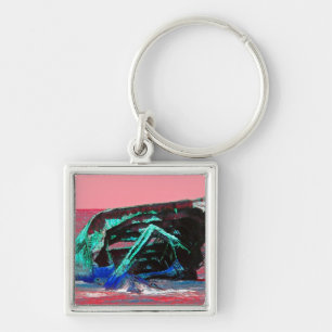 Shipwreck Abstract Pink Key Ring