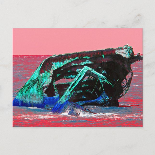 Shipwreck Abstract Pink Postcard (Front)