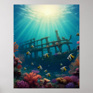 Shipwreck and sunbeams poster