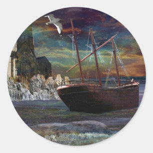 Shipwreck at Pixie Cove Classic Round Sticker
