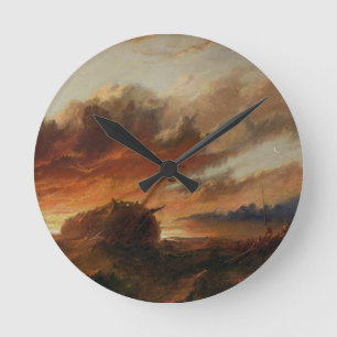 Shipwreck, c.1850 (oil on canvas) round clock