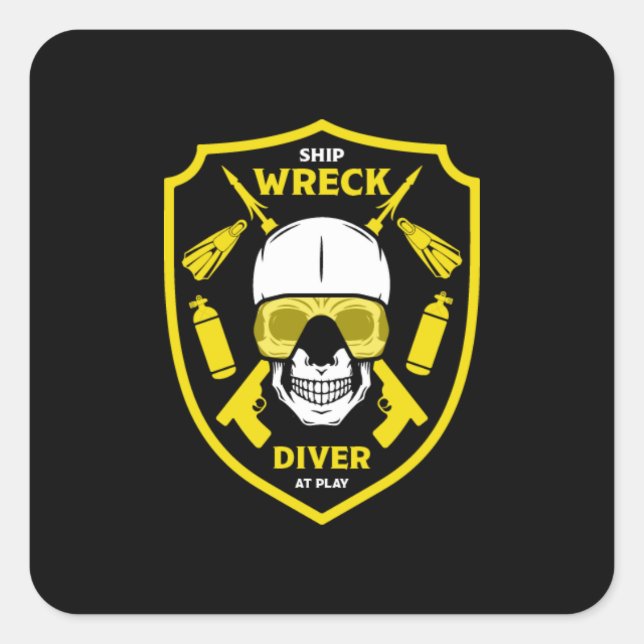 shipwreck divers  square sticker (Front)