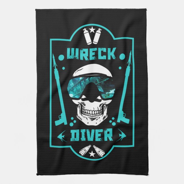 Shipwreck Divers Tea Towel (Vertical)