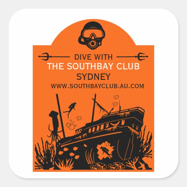 Shipwreck Diving Club Square Sticker (Front)