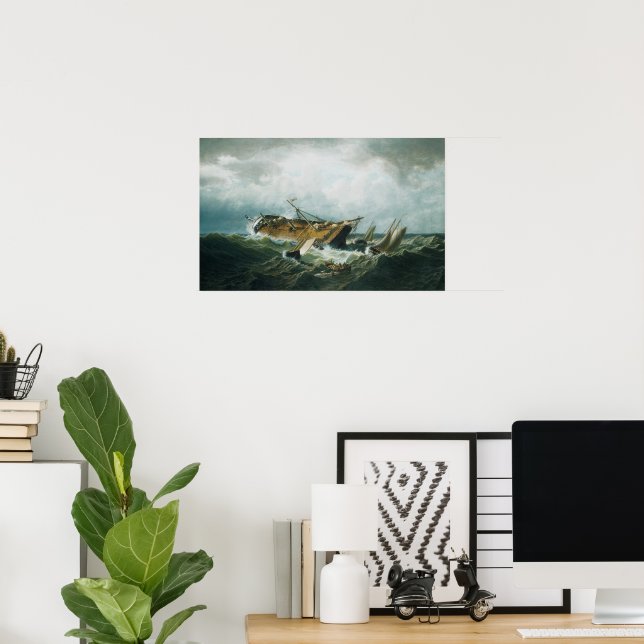 Shipwreck off Nantucket In A Storm - Poster (Home Office)