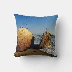 Shipwreck On Beach, Skeleton Coast, Namibia Cushion