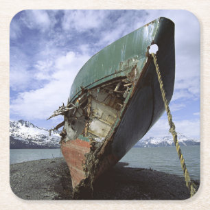 Shipwreck On Shore Square Paper Coaster