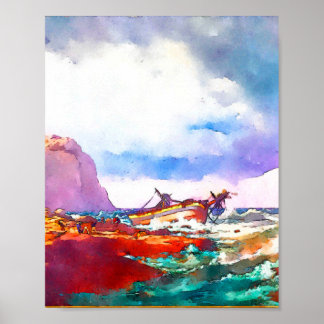 Shipwreck on the coast of Norway   Poster