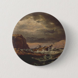 Shipwreck on the Norwegian Coast by Johan Dahl 6 Cm Round Badge