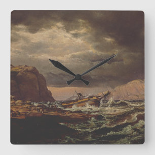 Shipwreck on the Norwegian Coast by Johan Dahl Square Wall Clock