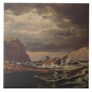 Shipwreck on the Norwegian Coast by Johan Dahl  Tile