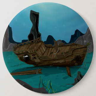 Shipwreck underwater 6 cm round badge