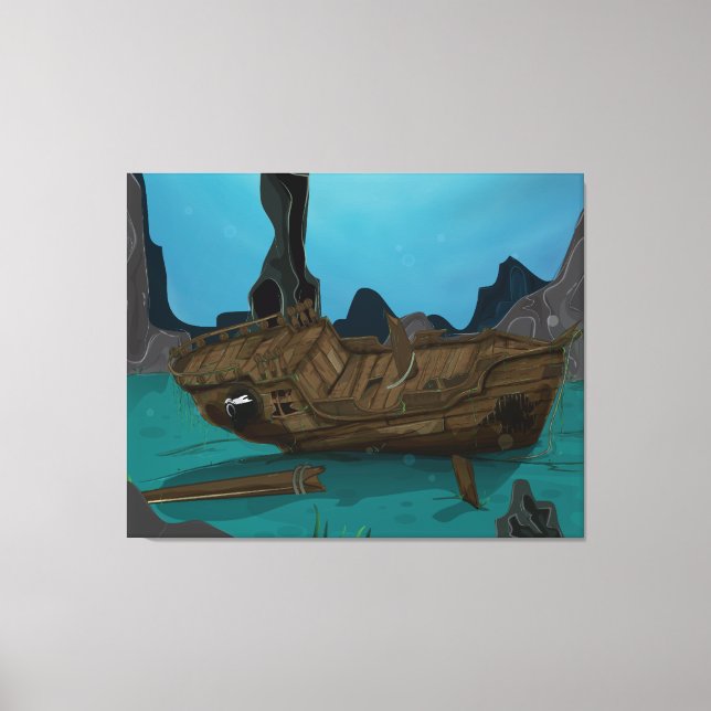 Shipwreck underwater canvas print (Front)